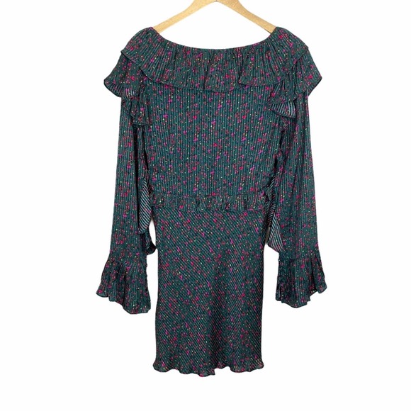 Free People Dark Teal Floral Ruffle Mini Dress - Picture 6 of 7